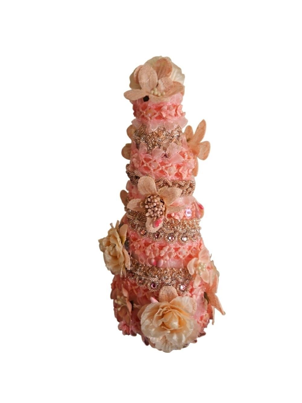 Pink Floral Decorative Cone Large